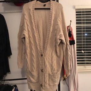 Oversized “grandpa” cardigan in oatmeal